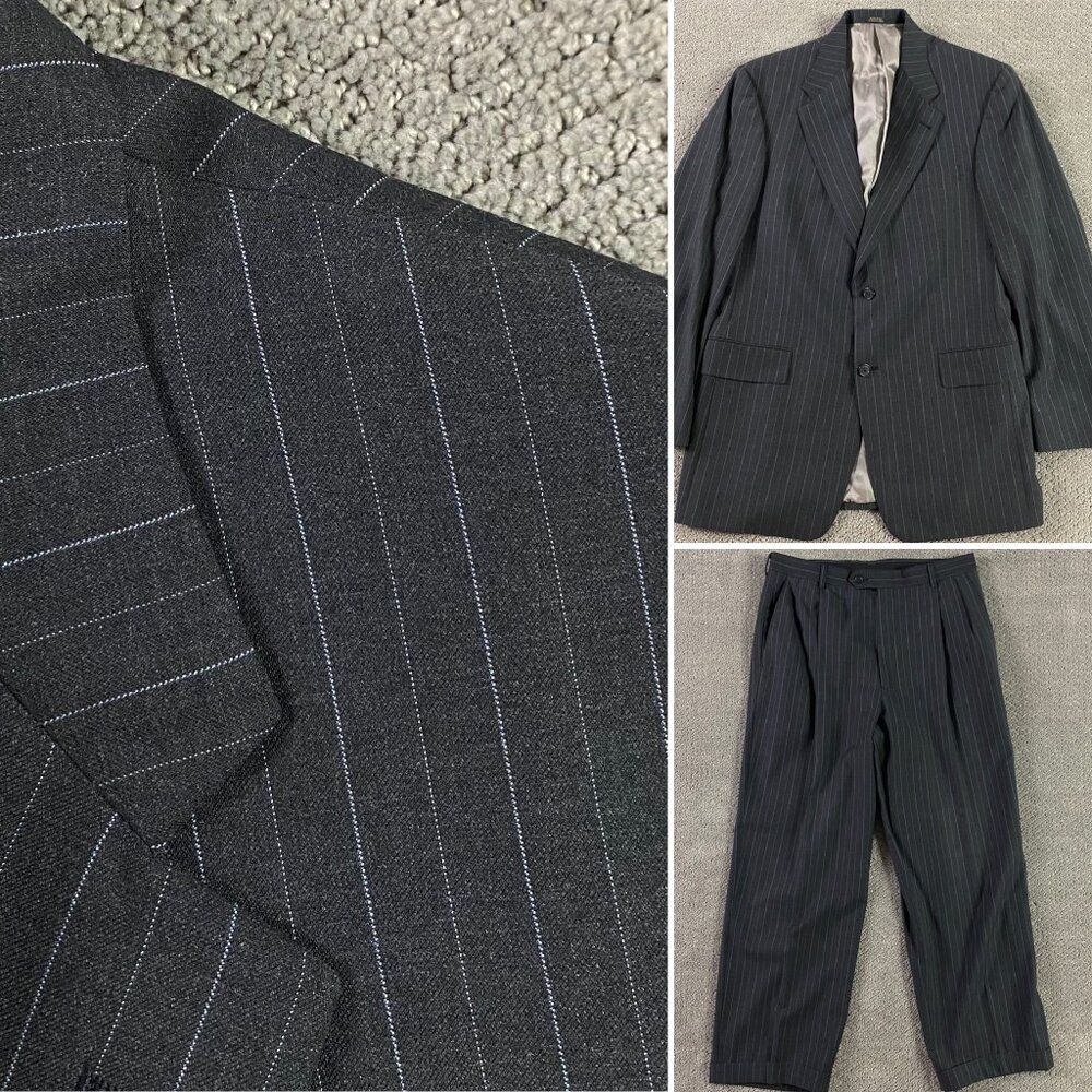 Hart Schaffner Marx Gold Trumpeter Suit Men's Jacket 40R Pants 33x27.5 Gray